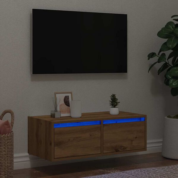 vidaXL tv-bord med LED-lys 75x35,5x25 cm kunsteg