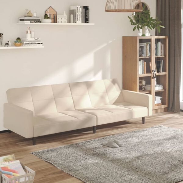 vidaXL 2-personers sovesofa mikrofiberstof cremefarvet