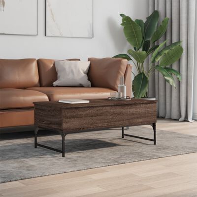 vidaXL sofabord 100x50x40 cm konstrueret træ og metal brunt eg