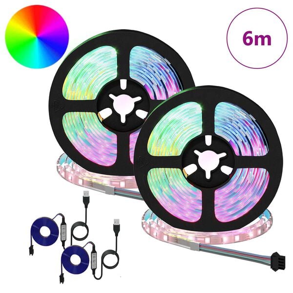 vidaXL LED Strip 2 pcs Sort og Gennemsigtig 3000 mm Kobber og plastik