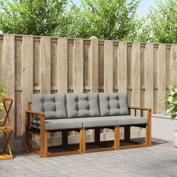 vidaXL Udend&oslash;rs sofagruppe med pude 3 pcs Naturlig og Lys Gr&aring;