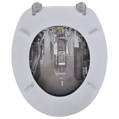 vidaXL toiletsæder med låg 2 stk. New York-design MDF