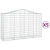vidaXL buede gabionkurve 5 stk. 200x50x120/140 cm galvaniseret jern