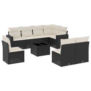 vidaXL sofas&aelig;t til haven 9 dele med hynder polyrattan sort