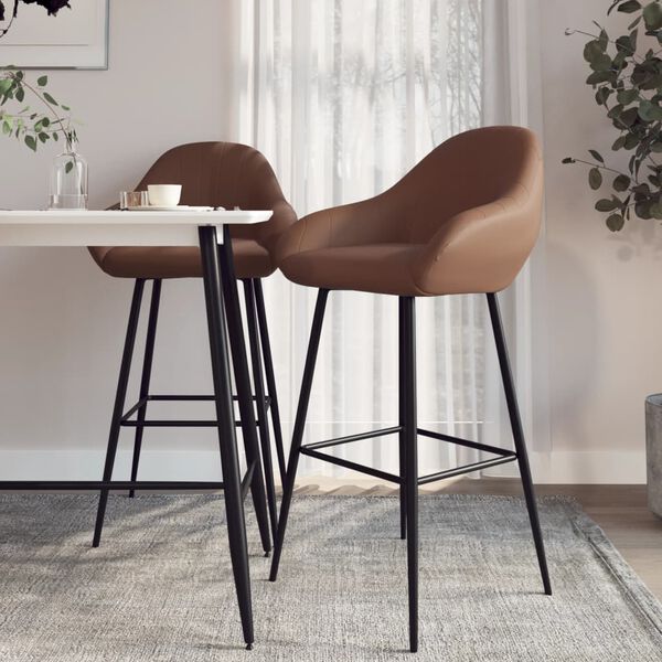 vidaXL barstole 2 stk. kunstl&aelig;der m&oslash;rkebrun