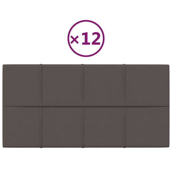vidaXL v&aelig;gpaneler 12 stk. 60x30 cm 2,16 m&sup2; stof m&oslash;rkegr&aring;