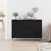vidaXL Sideboard med skuffe Sort eg 101,5 x 35 x 70 cm Konstrueret træ