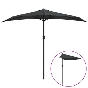 vidaXL balkonparasol med aluminumsstang antracitgr&aring; 270 x 144 cm halv