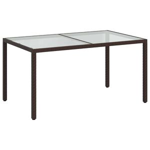 vidaXL havebord 150x90x75 cm h&aelig;rdet glas og polyrattan brun