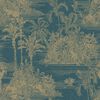 DUTCH WALLCOVERINGS tapet Tropical m&oslash;rkebl&aring; og guldfarvet