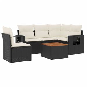 vidaXL sofas&aelig;t til haven 6 dele med hynder polyrattan sort