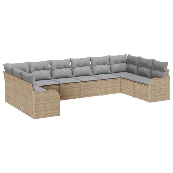 vidaXL Havesofa S&aelig;t Beige polyrattan