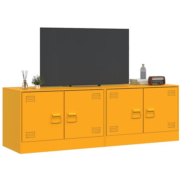 vidaXL tv-borde 2 stk. 67x39x44 cm st&aring;l sennepsgul