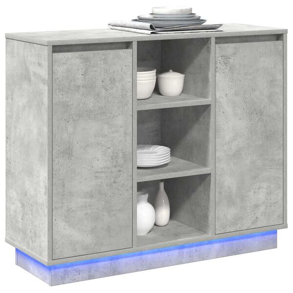 vidaXL LED Sideboard Beton Gr&aring; 90 x 32 x 75 cm Konstrueret tr&aelig;
