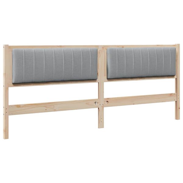 vidaXL Polstret sengegavl med hovedg&aelig;rde Brun 200 cm Massiv fyrretr&aelig;