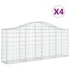 vidaXL buede gabionkurve 4 stk. 200x30x80/100 cm galvaniseret jern