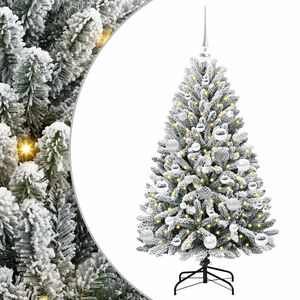 vidaXL Kunstigt Hinged Juletr&aelig; Gr&oslash;n og Hvid 120 cm PVC og St&aring;l
