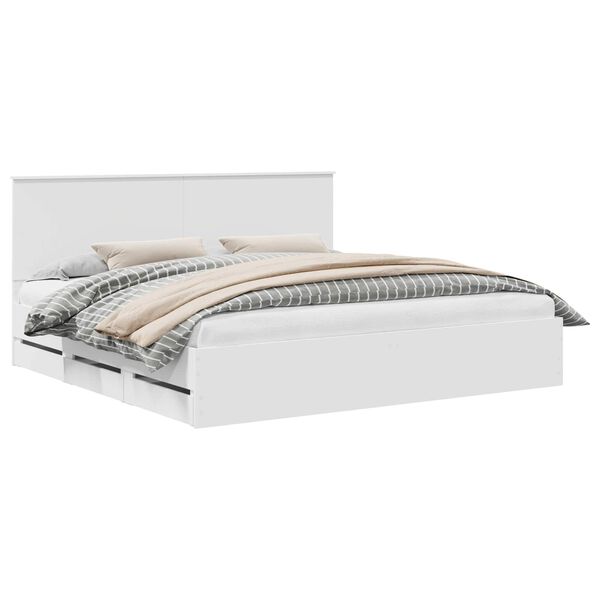 vidaXL Sengestel med skuffe Hvid 200 x 200 cm Ingeni&oslash;rtr&aelig;