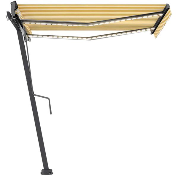 vidaXL fritst&aring;ende markise 350x250 cm automatisk betjening gul og hvid
