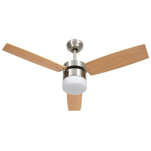 vidaXL loftventilator med lys og fjernbetjening 108 cm lysebrun