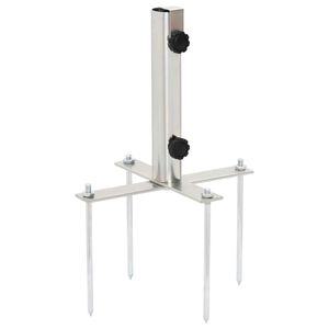 vidaXL parasolholder med jordspyd til &Oslash;32-38 mm stang st&aring;l s&oslash;lvfarvet