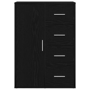 vidaXL Sideboard med skuffe Sort eg 60 x 31 x 84 cm Konstrueret tr&aelig;