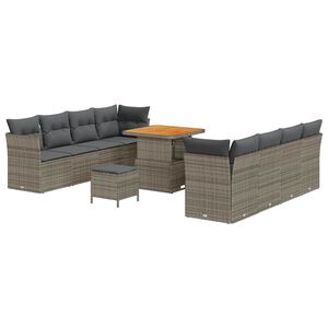 vidaXL Havesofa S&aelig;t 11 pcs Gr&aring; polyrattan