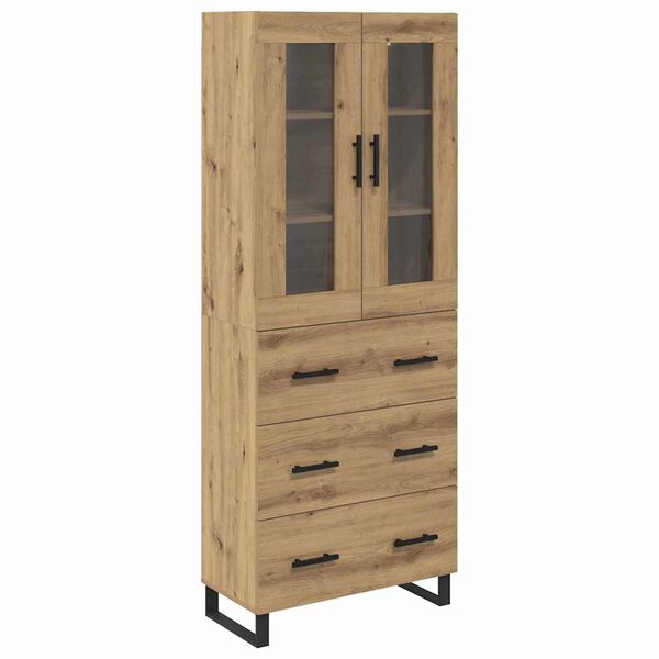 vidaXL Highboard med skuffe 2 pcs Artisan Egetr&aelig; Konstrueret tr&aelig;