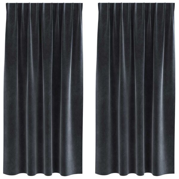 vidaXL M&oslash;rkl&aelig;gningsgardiner 2 pcs M&oslash;rkegr&aring; 140 x 175 cm Fl&oslash;jl