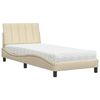 vidaXL seng med madras Hanko 90x190 cm stof cremefarvet