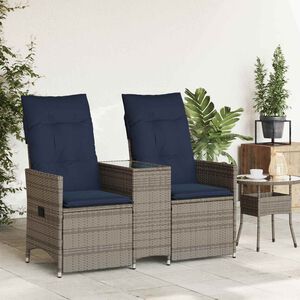 vidaXL havesofa med 2 siddepladser og bord gr&aring; polyrattan