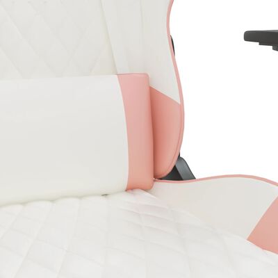 vidaXL gamingstol m. massage og fodstøtte kunstlæder hvid og lyserød