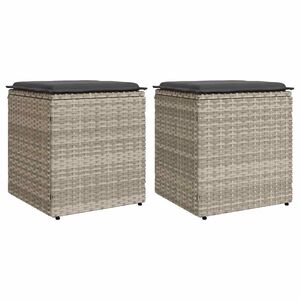 vidaXL havestole med hynder 2 stk. 40x40x43 cm polyrattan lysegr&aring;