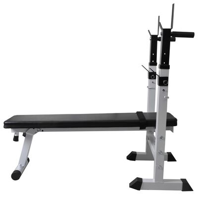 vidaXL træningsbænk med vægtstativ, vægtstang- og håndvægtsæt 30,5 kg