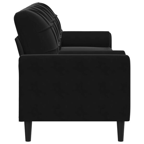 vidaXL 3-personers sofa med pyntepuder 210 cm fl&oslash;jl sort