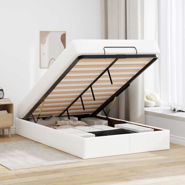 vidaXL Sengeramme med madras med madras 2 pcs Hvid PVC