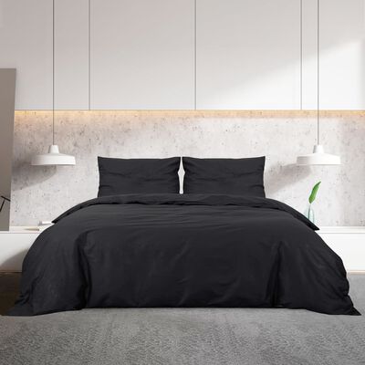 vidaXL sengetøj 220x240 cm bomuld sort