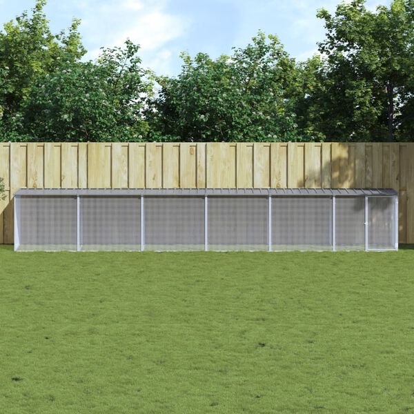 vidaXL h&oslash;nsebur med tag 603x98x90 cm galvaniseret st&aring;l lysegr&aring;