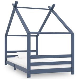 vidaXL sengestel til b&oslash;rneseng 90x200 cm massivt fyrretr&aelig; gr&aring;