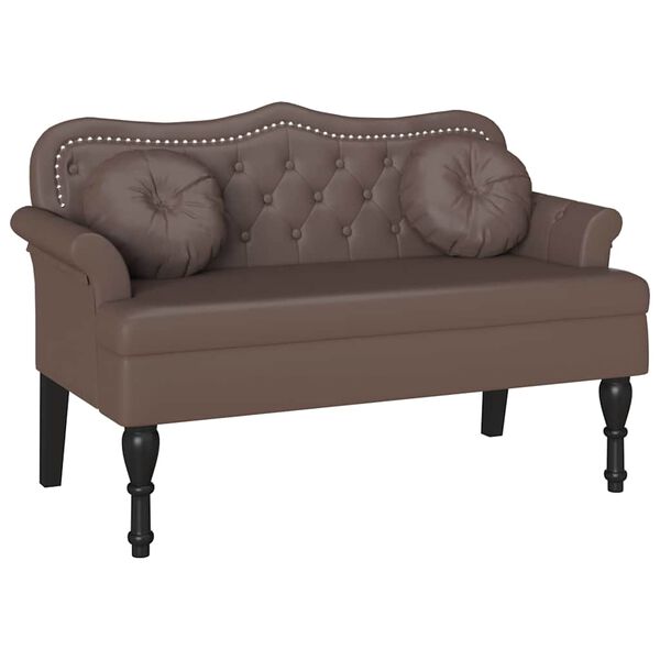 vidaXL Chesterfield b&aelig;nk med pude Brun 120.5 x 65 x 75 cm Faux l&aelig;der