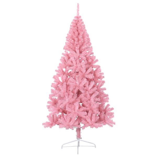 vidaXL kunstigt halvt juletræ med juletræsfod 210 cm PVC pink
