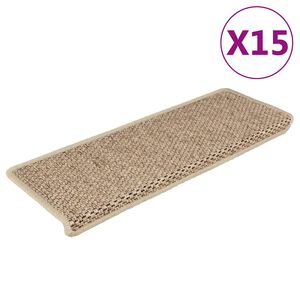 vidaXL selvkl&aelig;bende trappem&aring;tter 15stk. 65x21x4cm sisal-look sandfarve