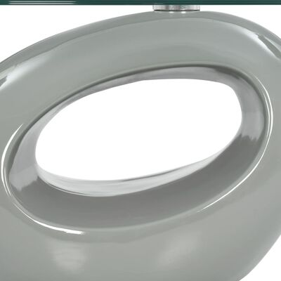 vidaXL sofabord med oval glasbordplade højglans grå