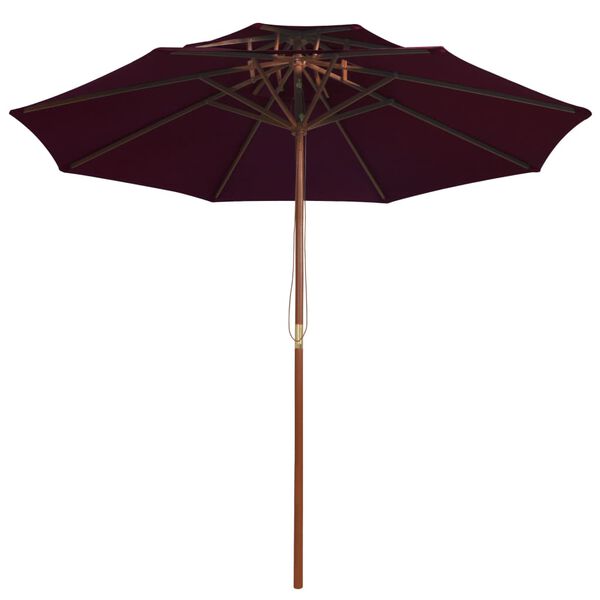 vidaXL dobbelt parasol 270 cm træstang bordeauxfarvet