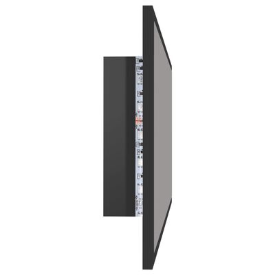 vidaXL badeværelsesspejl med LED-lys 90x8,5x37 cm akryl grå højglans