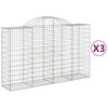vidaXL buede gabionkurve 3 stk. 200x50x120/140 cm galvaniseret jern