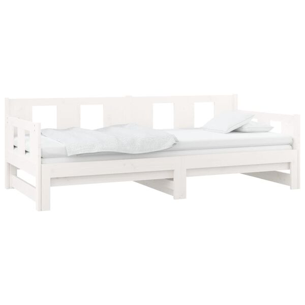 vidaXL daybed med udtr&aelig;k 2x(80x200) cm massivt fyrretr&aelig; hvid