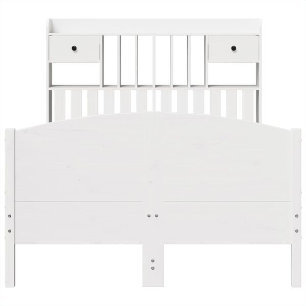 vidaXL seng med reol uden madras 135x190 cm massivt fyrretr&aelig; hvid