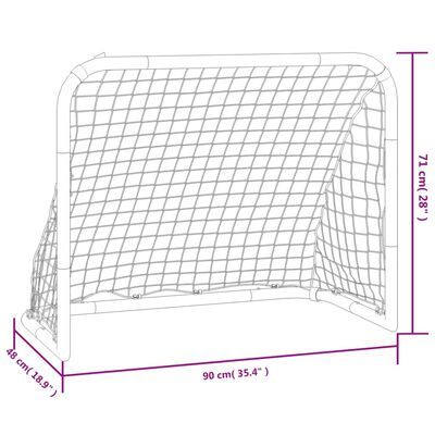 vidaXL fodboldmål med net 90x48x71 cm stål rød og sort