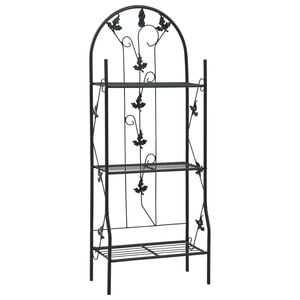 vidaXL plantestativ med 3 hylder 52x28x128 cm jern sort